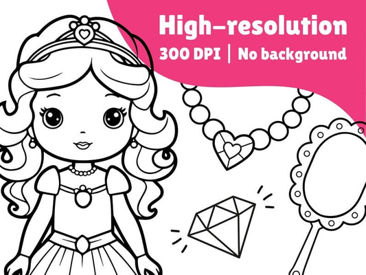 Princess Coloring Page – Printable Digital