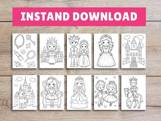 Princess Coloring Page – Printable Digital